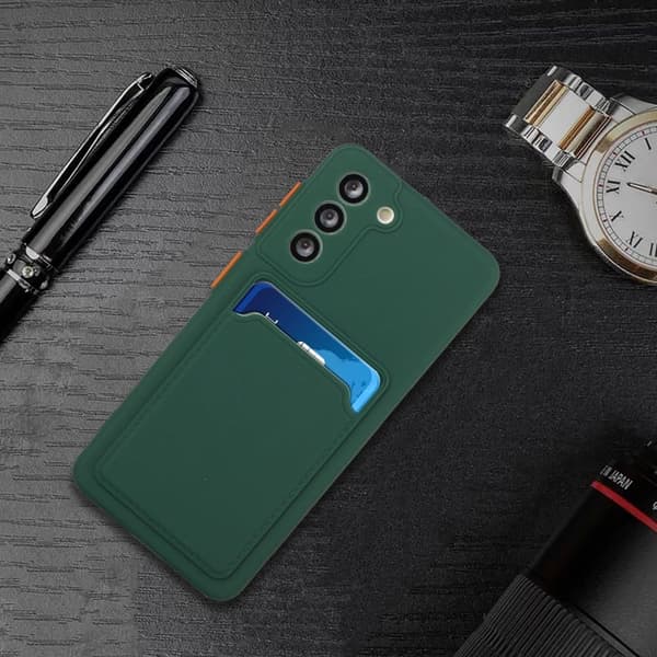 Deksel med Kortholder til Samsung Galaxy S23 - Midnight Green Green