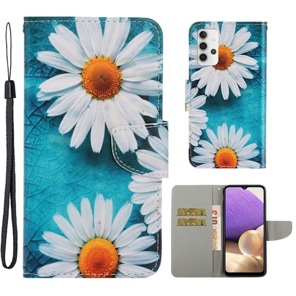 Wonderland Samsung Galaxy A32 Flip etui - Solsikke Multicolor