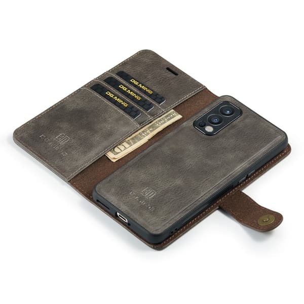 DG.MING OnePlus Nord 2 5G 2-in-1 lompakkokotelo - Harmaa Silver grey