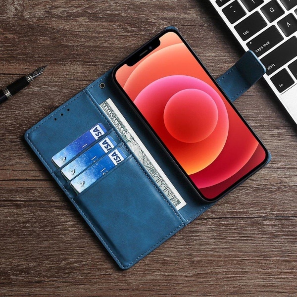 Krokotiilin Nahkainen Läppäkotelo For iPhone 12 / 12 Pro - Sininen Blue