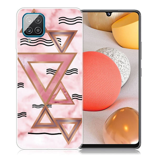 Marble Samsung Galaxy A42 5G Etui - Rose Colored Triangles Pink