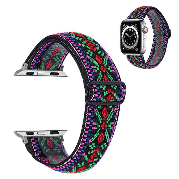 Apple Watch Series 6 / 5 44mm nylon pattern watch band - Tri-color Tribal Flower Pattern multifärg