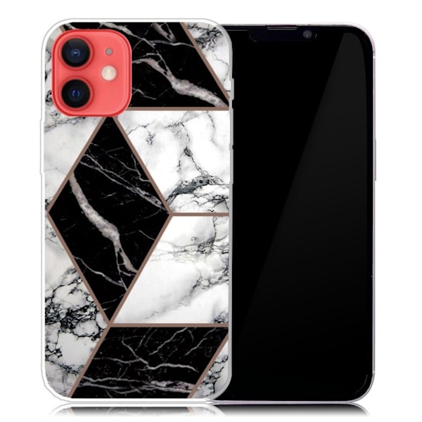Marmordesign iPhone 13 Mini deksel - Grå / Svart / Fliser Multicolor