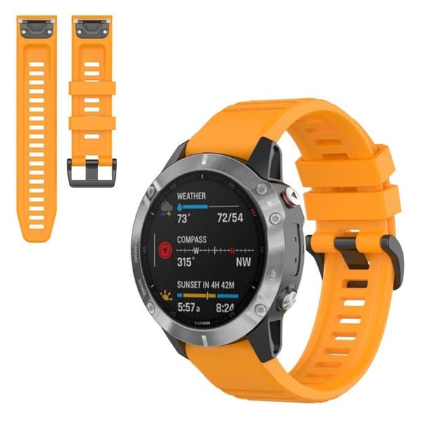 Garmin Fenix 6 stilfuld silikone urrem - Gul Yellow
