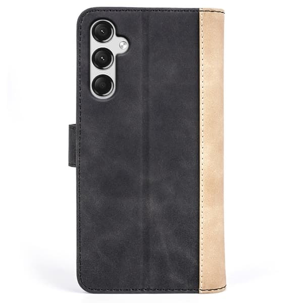 To-farvet Samsung Galaxy A25 læderetui - Sort Black
