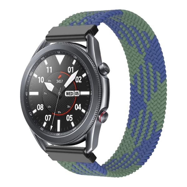 Samsung Galaxy Watch 3 (45 mm) elastisk klokkerem i nylon - Blå / Grønn Størrelse: Xs Blue