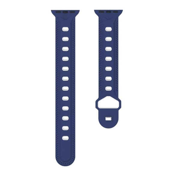 Apple Watch Series 4 44mm klockarmband i silikon med prickdesign - Blå / Vit Blå