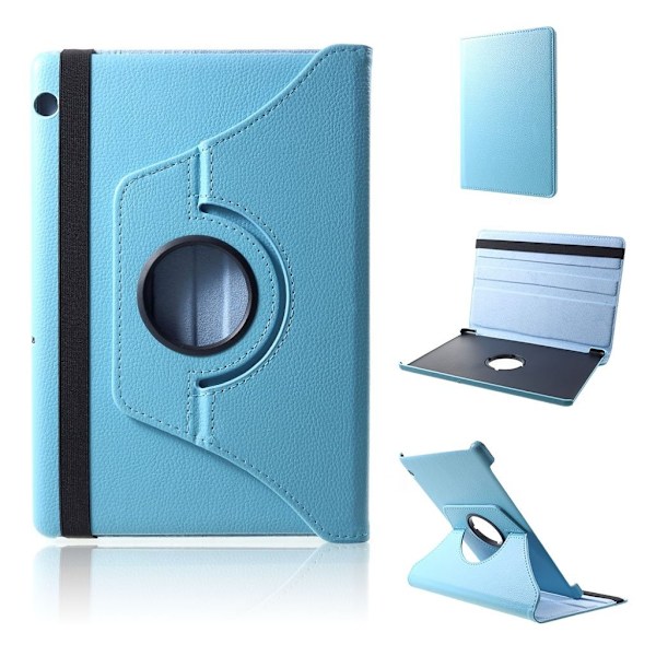 Huawei MediaPad T5 litchi læder flip etui - Babyblå Blue