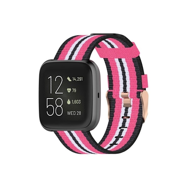 Fitbit Versa / Versa 2 / Blaze klockarmband i nylon - Svart / Ros Rosa