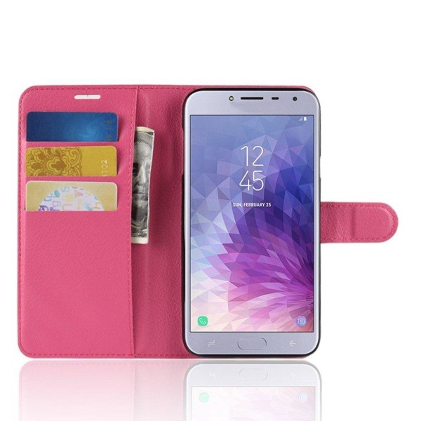 Samsung Galaxy J4 (2018) litchi tekstur læder flip etui - Rosa Pink