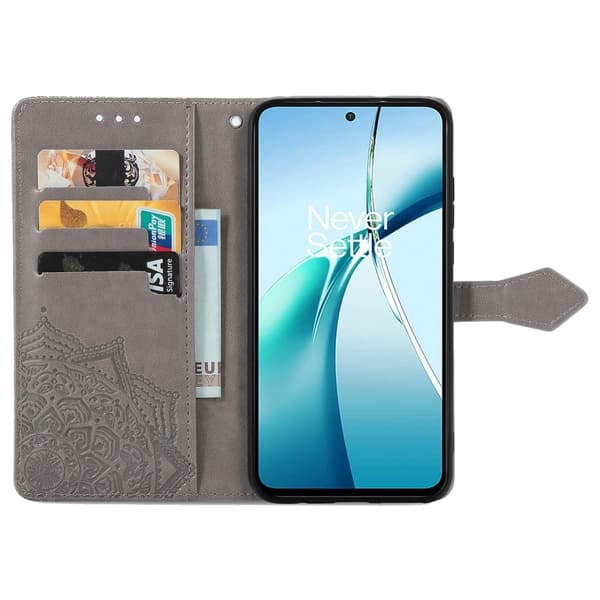 Mandala OnePlus Nord CE4 Lite / Oppo K12x nahkakotelo - Harmaa Silver grey