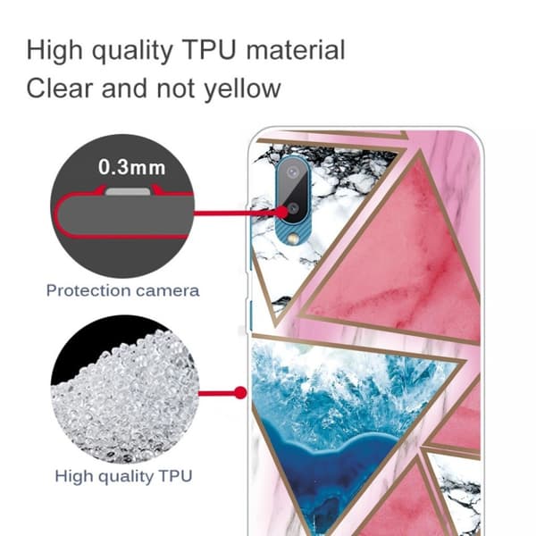 Marmormotiv Samsung Galaxy M02 / Samsung Galaxy A02 skal - Vit / Blå / Rosa Triangel multifärg