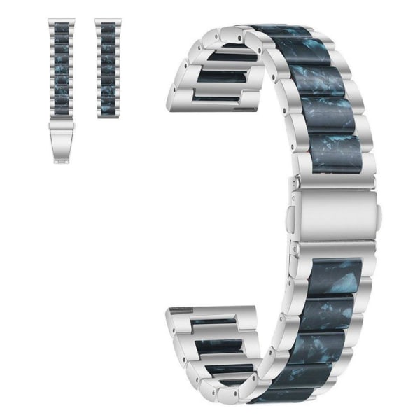 20mm Universal snyggt klockarmband i rostfritt stål med tre pärlor - Silver / Silver Silvergrå