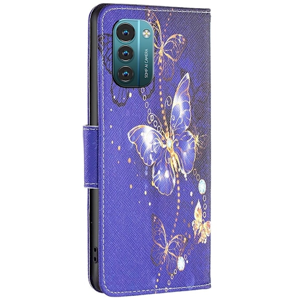 Wonderland Nokia G11 / Nokia G21 flip etui - Lilla Sommerfugle Purple