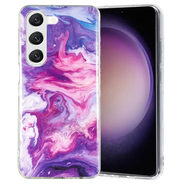 Marble Samsung Galaxy S23 Etui - Rød Purple