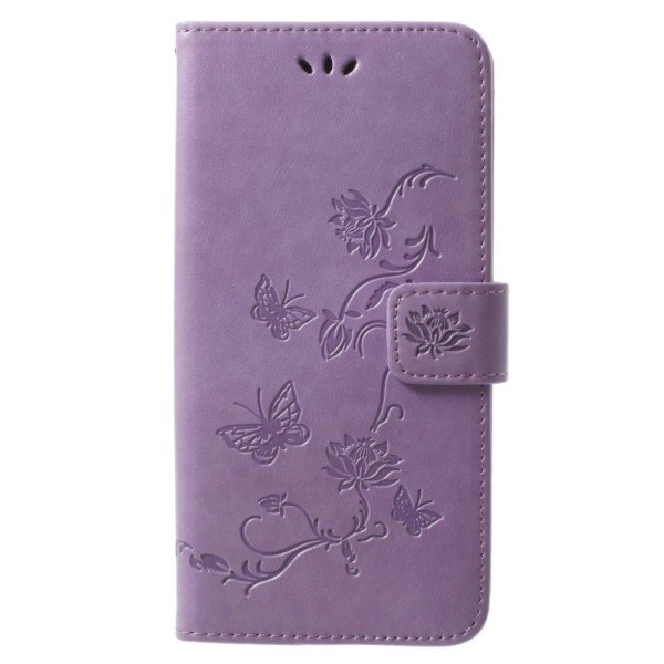 Samsung Galaxy S9 Plus stemplet Træ ugle beskyttende PU læder flip etui - Lyselilla Purple