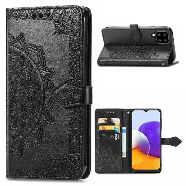 Mandala läder Samsung Galaxy A22 4G fodral - Svart Svart