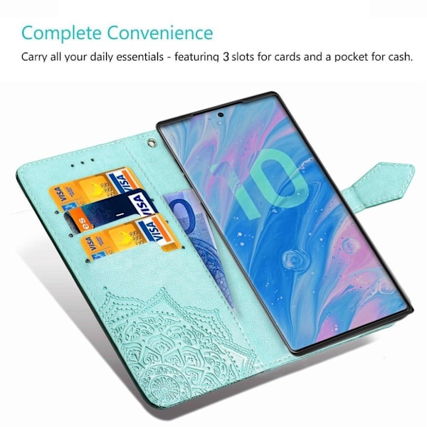 Mandala Samsung Galaxy Note 10 Pro Flip etui - Cyan Green