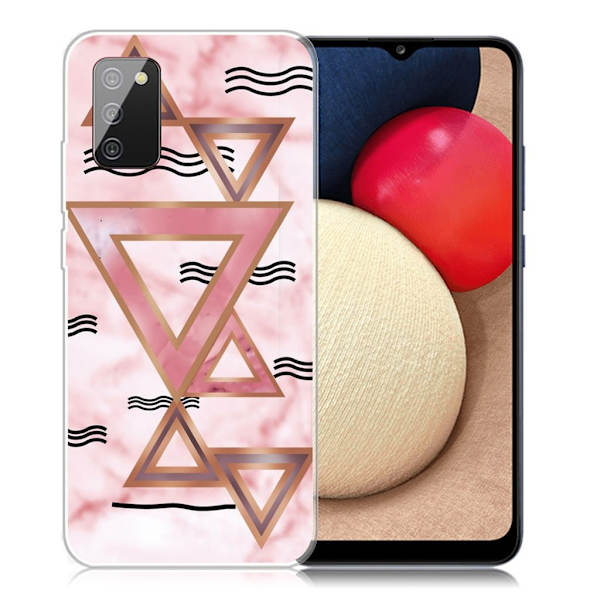 Marble Samsung Galaxy A02s Etui - Rose Colored Triangles Pink