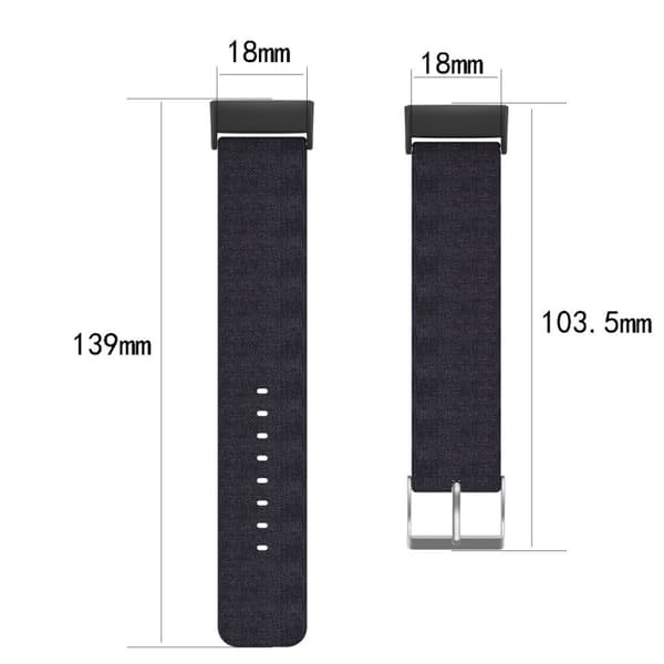 Fitbit Charge 3 Stylish Canvas Klokkereim - Svart Black