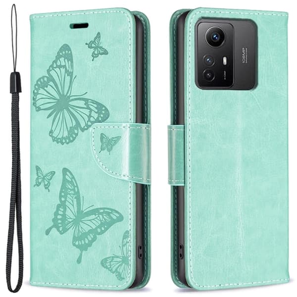 Sommerfugl Xiaomi Redmi Note 12s Flip Etui - Grøn Green