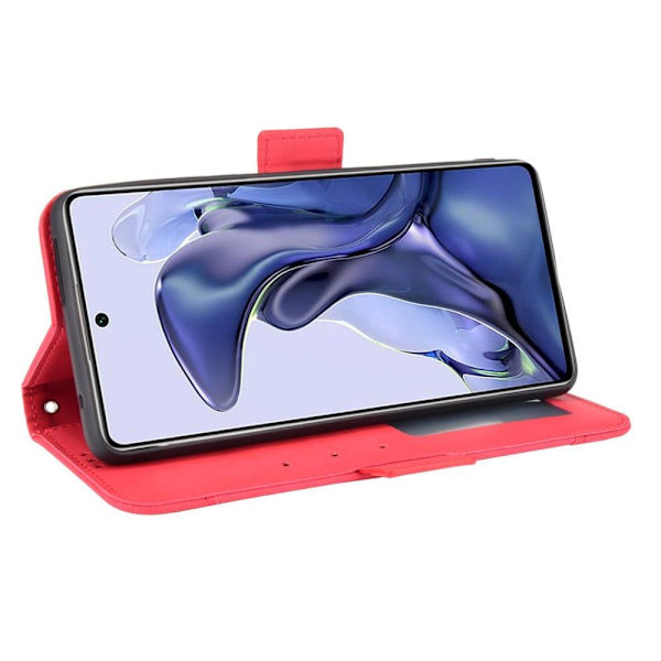 Stilfuldt Læder Etui med Pung til Xiaomi 11T / 11T Pro - Rød Red