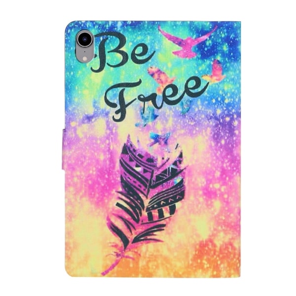 iPad 10.9 (2022) Pattern Printing Vegansk Læder stødsikkert Cover Foldable Stand Tablet Drop Resistant Case with Card Slots - Fjer Multicolor