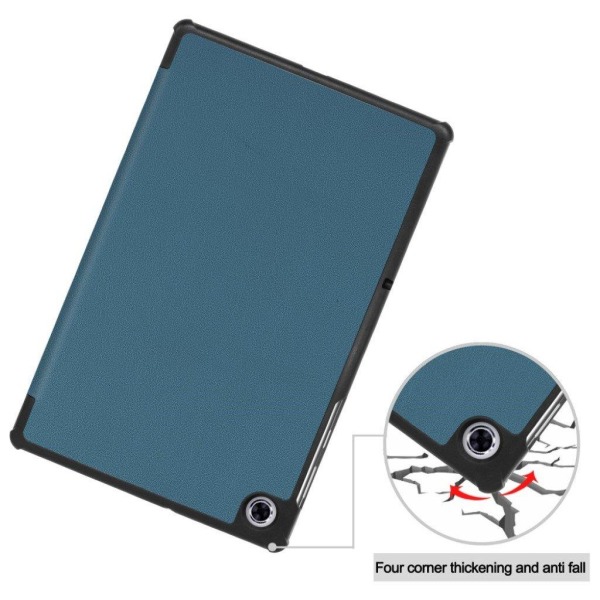 Lenovo Tab M10 FHD Plus durable tri-fold leather case - Blackish Grön