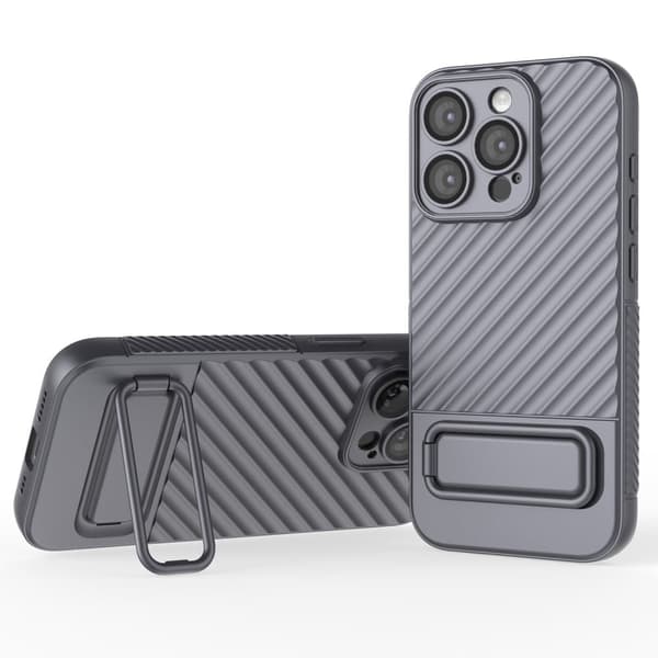 Beskyttende anti-ripe deksel med støtte for iPhone 15 Pro - Sølv/Grå Silver grey
