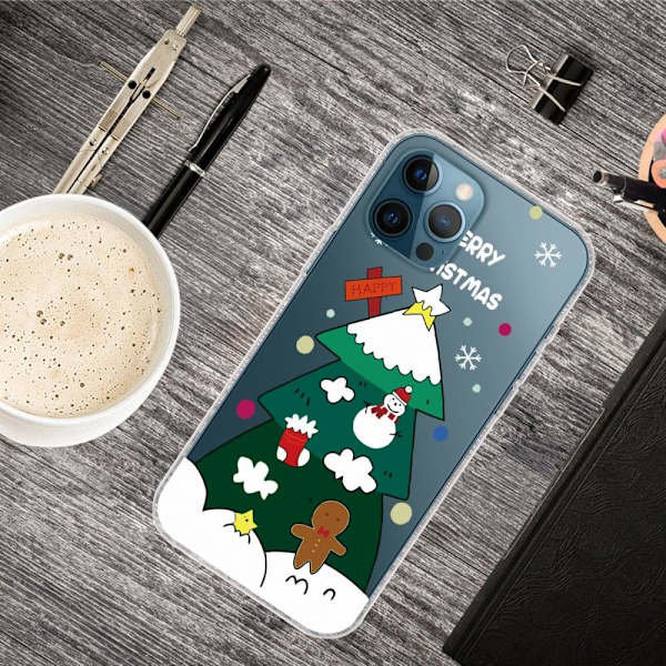 iPhone 14 Pro Max julemønstertryk mobil cover ridsefast, slankt og fleksibelt etui - Juletræ Green