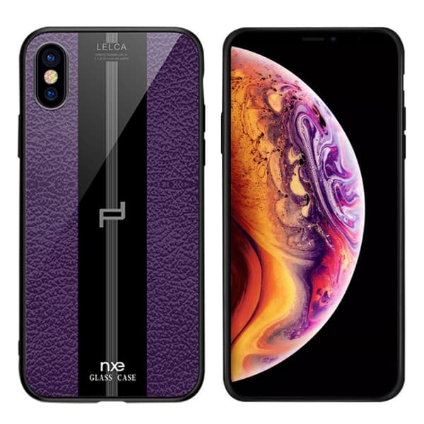 NXE LELCA iPhone XS teksturmønster læretui - lilla Purple