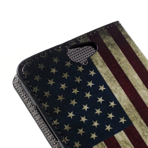 Moberg HTC One A9 Lær Etui - Retro Amerikanske Flagget Multicolor