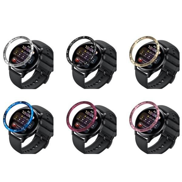 Huawei Watch 3 tidsskala stil rostfritt stål ring - Vinröd / Svart Röd