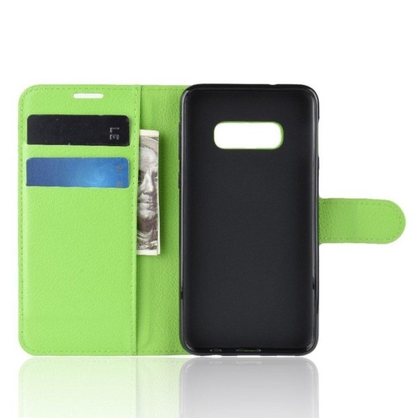 Samsung Galaxy S10e litchi skin læder flip etui - Grøn Green