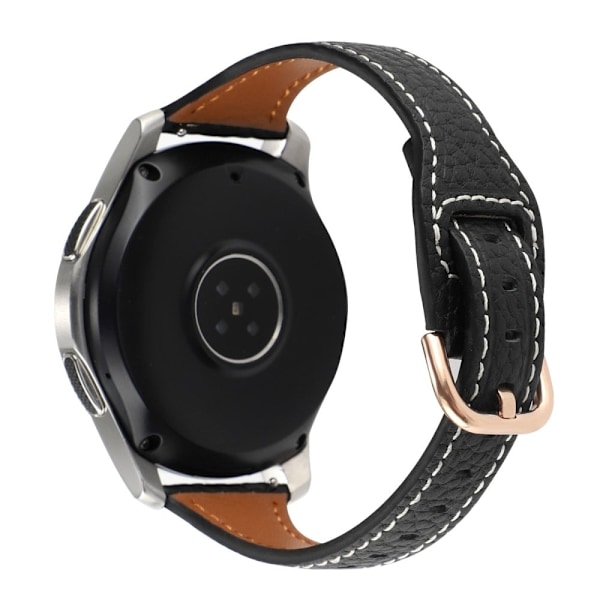 22 mm Universal litchi klockarmband i äkta läder - Svart Svart