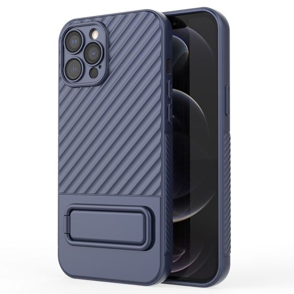 Kickstand Phone Cover iPhone 12 Pro Max , Phone Back Protector Anti-dust Flexible Case - Sort Blue