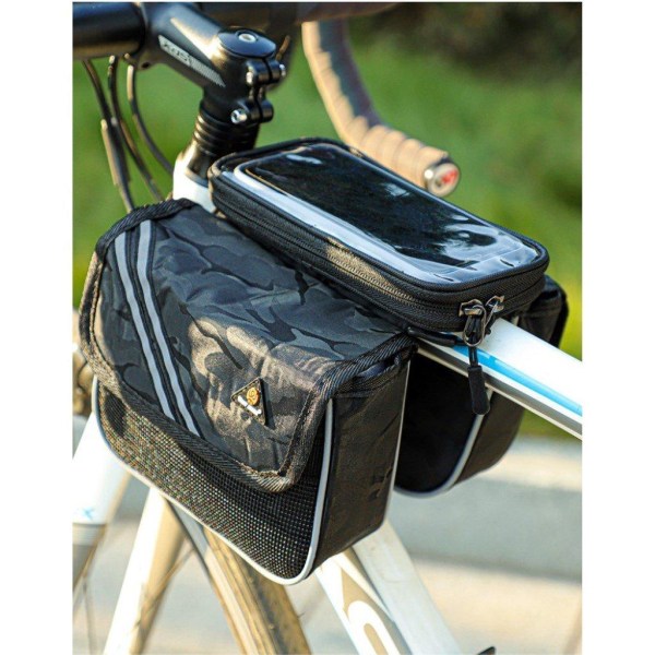 WESTBIKING waterproof bicycle bag with touch screen view - Black Black