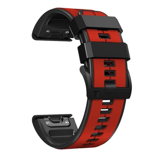 22mm kaksivärinen silikoninen kellohihna Garmin ja Coros kellolle - Punainen / Musta Red
