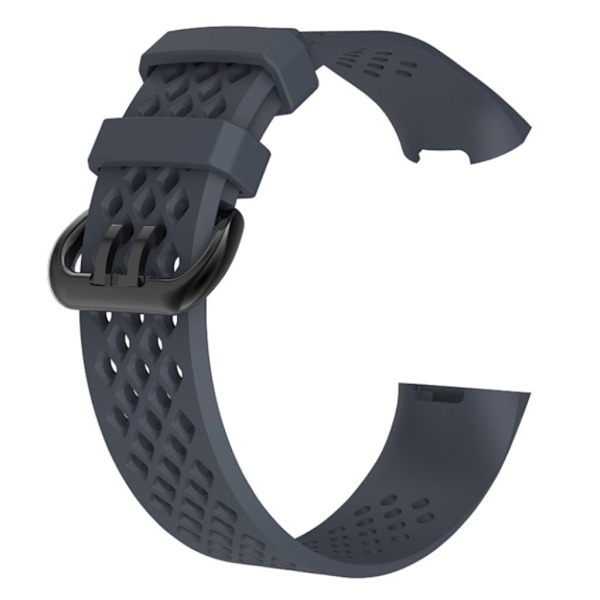 Fitbit Charge 3 klockarmband i mjuk silikon som andas - Storlek: L - Svart / Blå multifärg