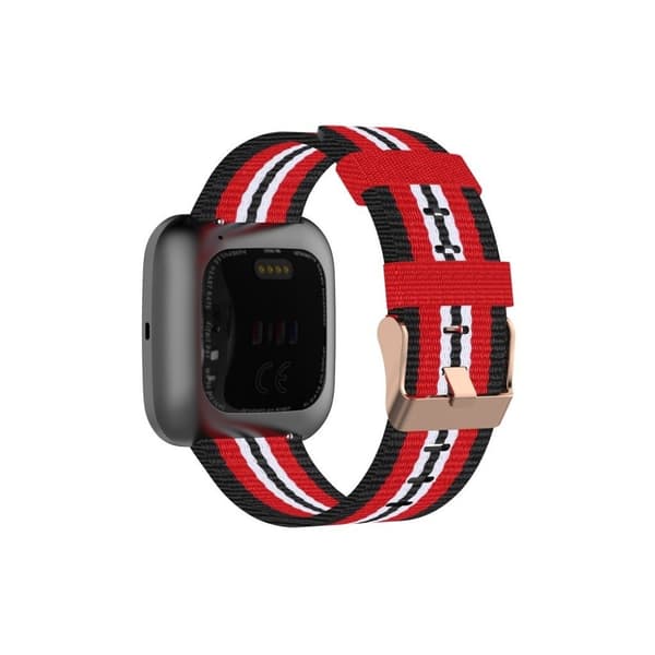 Fitbit Versa / Versa 2 / Blaze nylon klokkereim - Svart / Rød Multicolor