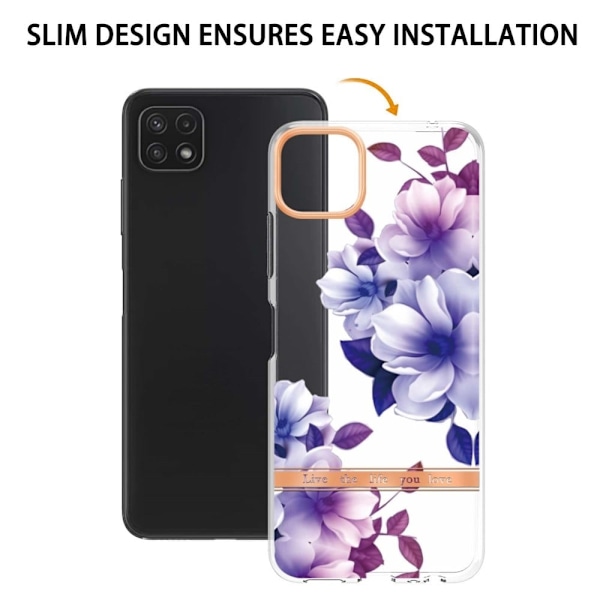 Supertunt och tåligt mjukfodral för Samsung Galaxy A22 5G - Lila Begonia Lila
