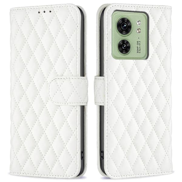 Rhombus mat Motorola Edge 40 flip etui - Hvid White