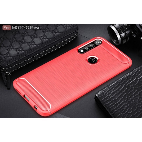Carbon Flex Cover - Motorola Moto G Power - Rød Red