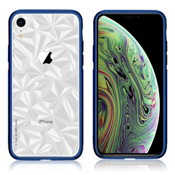 NXE iPhone Xr silketryk transparent combo etui - Blå Blue