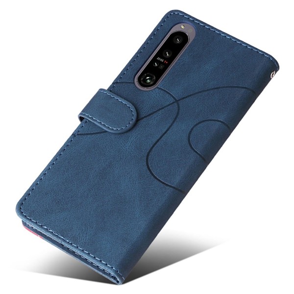 Tekstureret Sony Xperia 1 IV læderetui med rem - Blå Blue