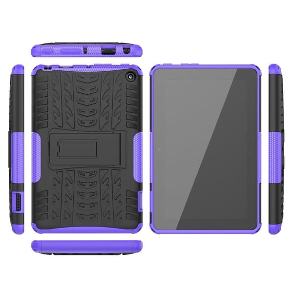 Däckmönstrat kickstand-fodral för Amazon Fire 7 (2022) - Lila Lila
