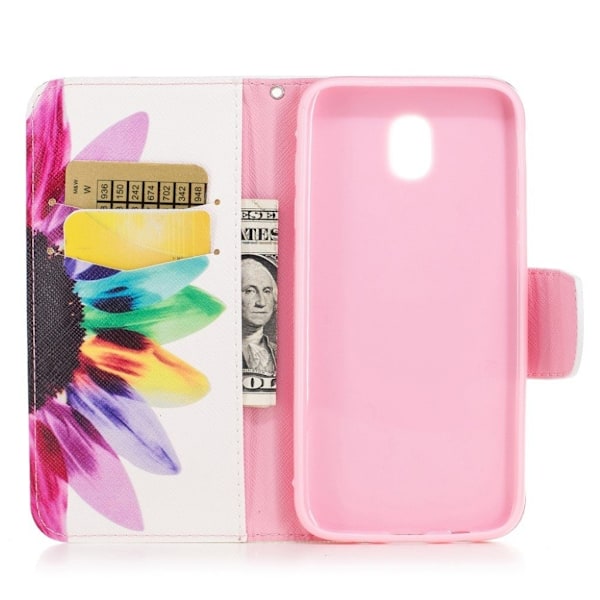 Samsung Galaxy J3 (2017) Læder etui med flot motiv - Kronblade Multicolor