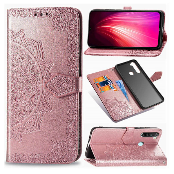 Mandala läder Xiaomi Redmi Note 8T fodral - Rosa Rosa