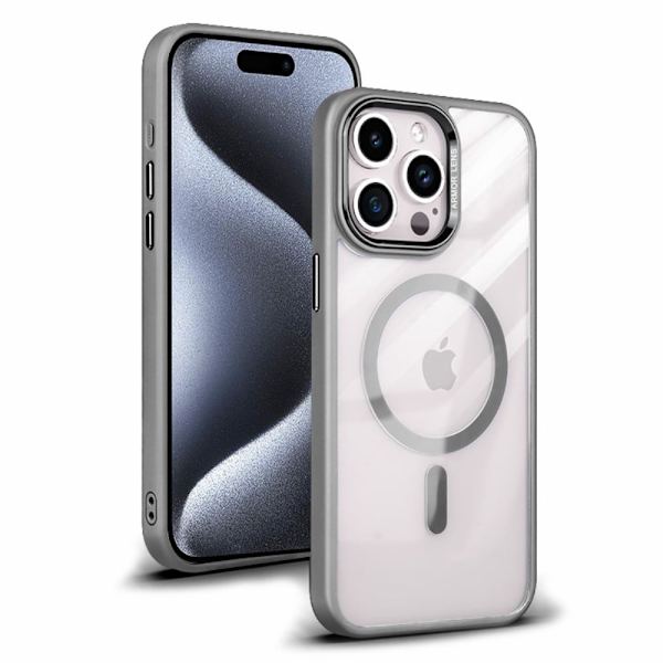 iPhone 15 Pro Max-etui med MagSafe-kompatibilitet - Grå Silver grey