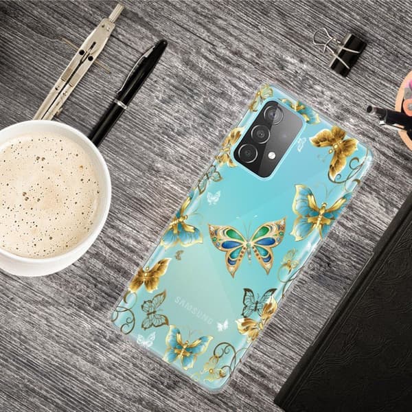Deco Samsung Galaxy A72 5G kotelot - Kulta Perhosia Gold